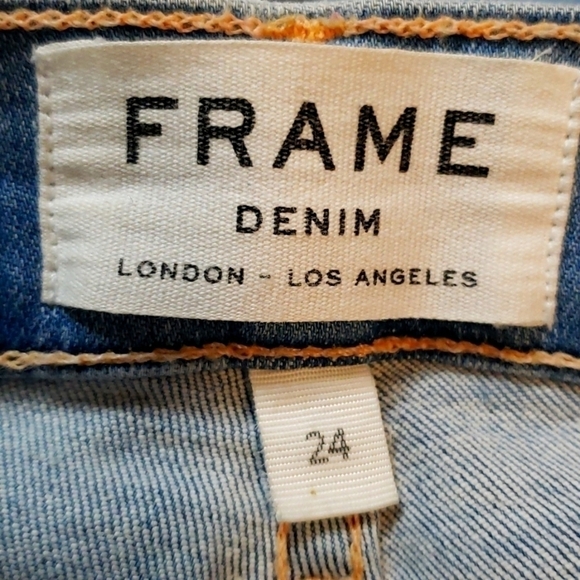FRAME DENIM LE SKINNY DE JEANNE TWO STEPS FRAYED HEM ANTIBES JEAN, SIZE 24 - Picture 4 of 13
